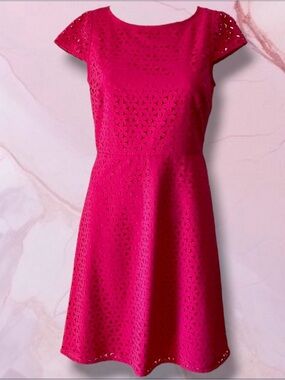 J. Crew Hot Pink Eyelet Fit-and-Flare Dress